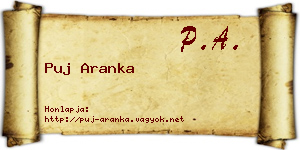 Puj Aranka névjegykártya